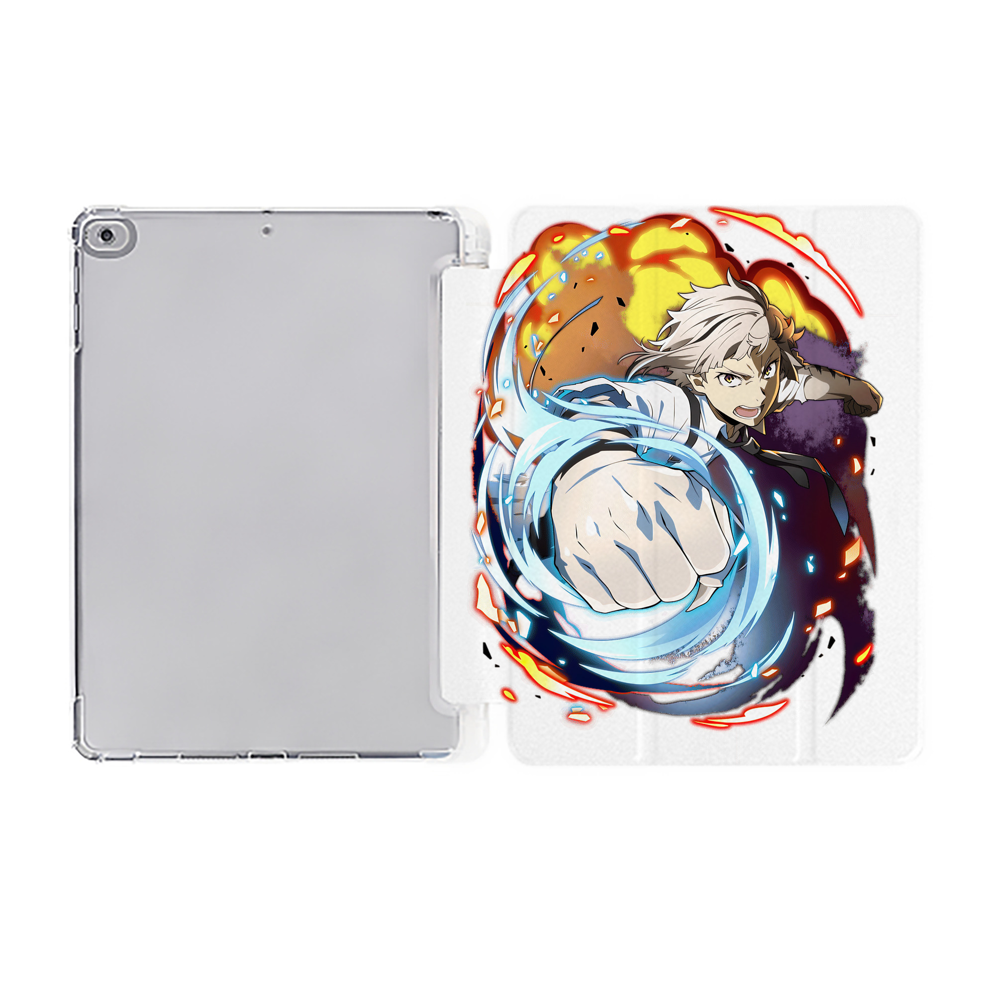 （画像用） 文豪ストレイドッグス Bungo Stray Dogs IPad ケース ペン収納付き 三つ折りスタンド PUレザー×シリコン 対応機種9.5/10.5/10.9インチ